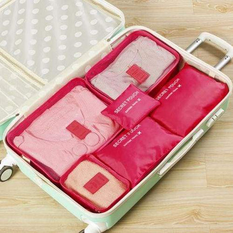 6Pc Candy Color Travel Packing Cube Organizer Bags - E - Travel Accessories