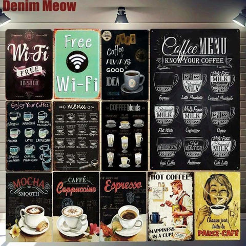 COFFEE MENU Vintage Metal Sign - Wall Art
