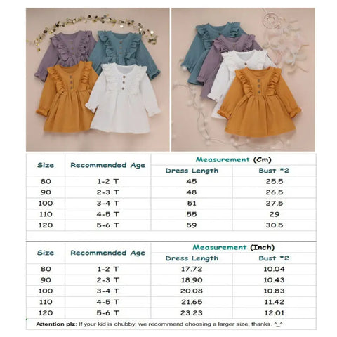 Ruffled Button Casual Clothes for Baby Girls (2-5 years old)