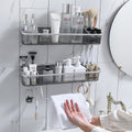Punch-Free Bathroom Shelf Shampoo Storage Rack Organizer