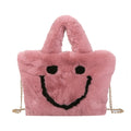 Cute & Soft Smiley Faux Fur Buckle Shoulder Bag