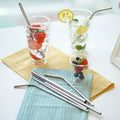 Reusable Drinking Straw with Cleaner Brush Pouch Stainless Steel