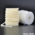 8MM Wide White Beige Chain Beads Pearls Ribbon Lace Wedding & Home Decoration