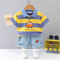 Toddler Boy Clothes Set Stripe Cartoon Shirt & Casual Shorts