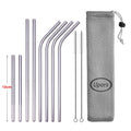 Reusable Drinking Straw with Cleaner Brush Pouch Stainless Steel