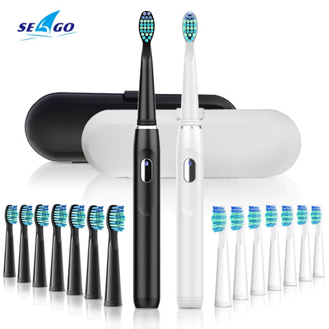 SEAGO Electric Toothbrush Rechargeable 4 Mode Travel Toothbrush with 3 Brush Head Gift