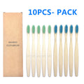 10PCS Natural Bamboo Toothbrush Set Soft Bristle Brushes