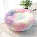 Fluffy Calming Dog & Cat Bed Long Plush Donut Sofa Bed House