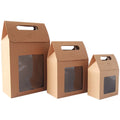 12/24/48pcs Kraft Paper Portable Gift Bags with Clear Window Seal (Kraft Bags for Events)