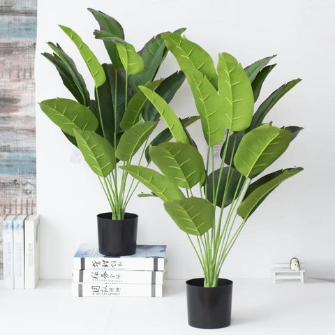 80CM Artificial Fake Banana Leaf Plants Plastic Leaves For Home Garden Decorations