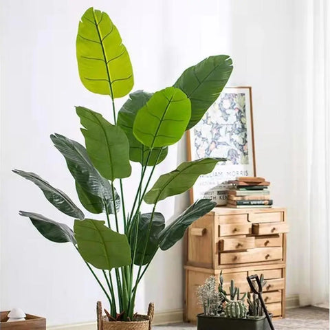80CM Artificial Fake Banana Leaf Plants Plastic Leaves For Home Garden Decorations
