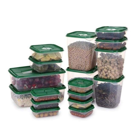 17pcs/set Plastic Food Storage Box - Green