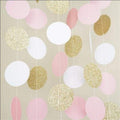 3 Meters Pink White and Gold Glitter Polka Dots Paper Garland Banner Home Party Wedding Decoration Supplies - Banners Streamers & Confetti