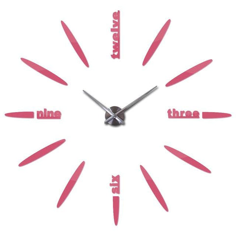 3D Acrylic Wall Clock Decal - Pink / 37inch