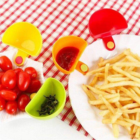 4 Pc Colorful Dipping Sauce Salad Dressing Plate Clips - Kitchen Gadgets