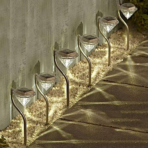 6 pcs Color Changing Diamond Outdoor Solar Light - Lawn Lamps