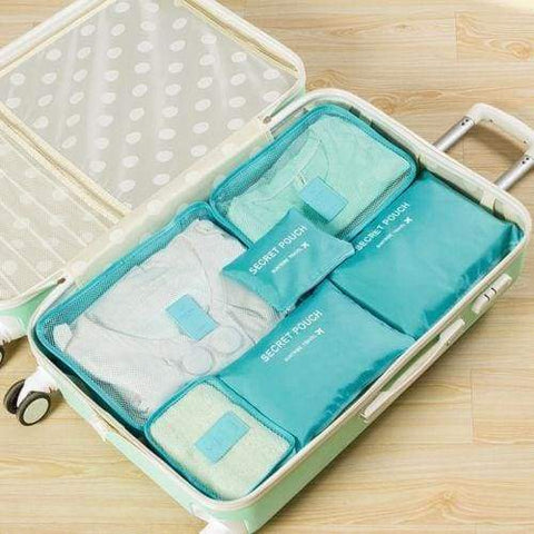 6Pc Candy Color Travel Packing Cube Organizer Bags - B - Travel Accessories