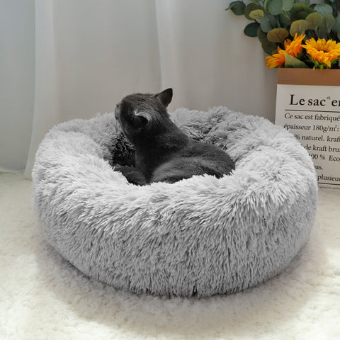 Pet Bed Warm Fleece Round Kennel Soft Sofa Cushion Mats