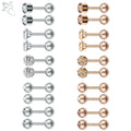 5 Style Crystal Stud Earrings Stainless Steel Tragus Helix Piercings