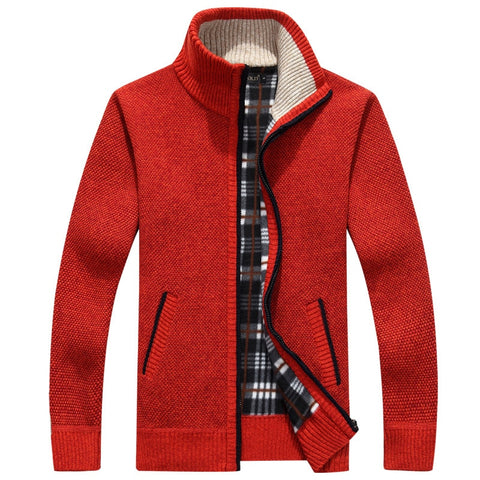 Men's Knitted Thick  Zipper Sweater Coat Wool Warm Casual Knitwear