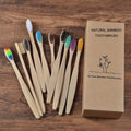 'ECO-FRIENDLY' Mixed Color Bamboo Wooden Toothbrush Soft bristle Tip Charcoal