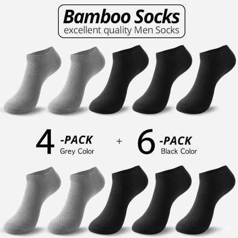 10 Pairs Bamboo Fiber Men Breathable Ankle Socks
