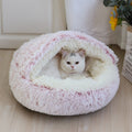 New Warm Dog Cat Bed Round Long Plush Cave Cushion Basket
