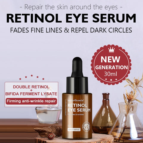 VIBRANT GLAMOUR Retinol Eye Serum Anti-Wrinkle Remove Eye Bags Fade Fine Lines Dark Circles Brighten Whitening Skin Care 30ml