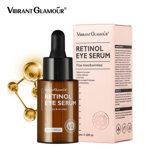 VIBRANT GLAMOUR Retinol Eye Serum Anti-Wrinkle Remove Eye Bags Fade Fine Lines Dark Circles Brighten Whitening Skin Care 30ml