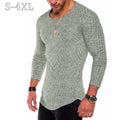 Plus Size Slim Fit Thin O-Neck Knitted Men Sweaters