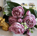 Silk Rose Peony Artificial Flores Bouquet for Wedding Party Home Decoration