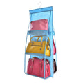 6 Pocket Transparent Hanging Handbag Organizer for Wardrobe Closet