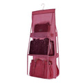 6 Pocket Transparent Hanging Handbag Organizer for Wardrobe Closet