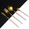 Black Gold Dinnerware Cutlery Set Knife Fork & Spoon