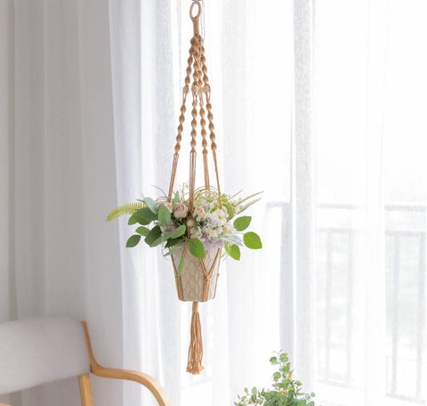 Boho handmade macrame plant/flower pot hanger for wall decoration and courtyard gardens