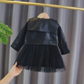 Baby Girls Leather Long Sleeve Dresses
