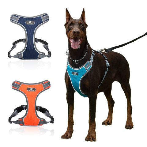 Dog Harness Vest Training Harness Adjustable Reflective Nylon Pet Chest Strap For Labrador Doberman