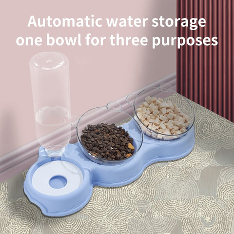 3 in 1 Cat Food Bowl Automatic Feeder Water Dispenser & Food Container