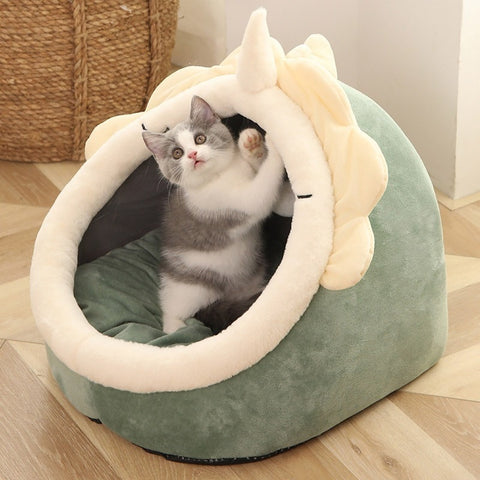 Cute Winter Cat Cave Bed Warm Pet Kitten Basket