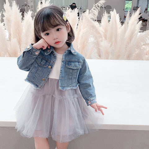 Autumn Baby Girls Clothes Sets Denim Jacket + Dress Outfit