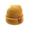 Parent-Child Knitted Hat with Leather Label