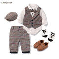 Toddler Boys Clothing Set Cotton Plaid Suits Birthday Costume