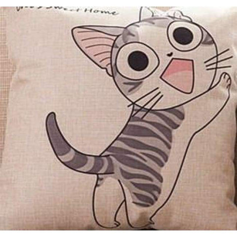 Cat Printed Cotton Cushion - Climb / No Filling - Pillow Case