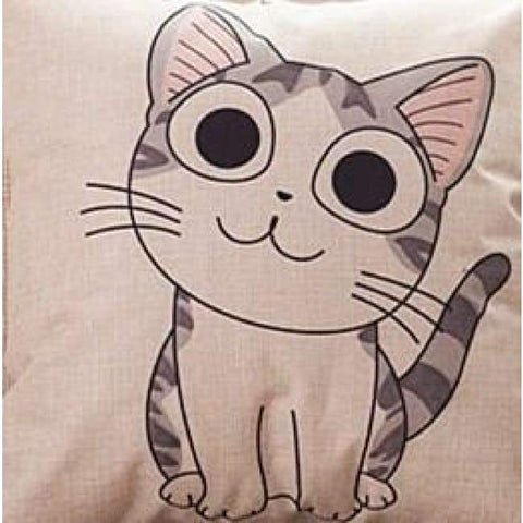 Cat Printed Cotton Cushion - Cute / No Filling - Pillow Case