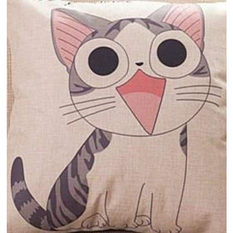 Cat Printed Cotton Cushion - Miaow / No Filling - Pillow Case