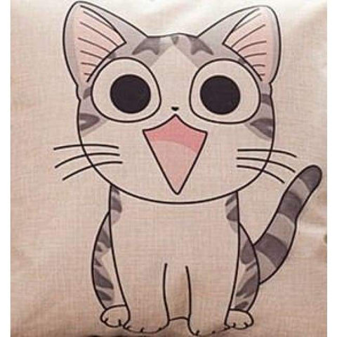 Cat Printed Cotton Cushion - Stare / No Filling - Pillow Case