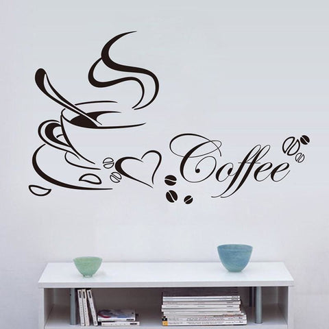Coffee Cup With Heart Wall Stickers - Wall Sticker
