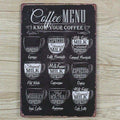 COFFEE MENU Vintage Metal Sign - Wall Art
