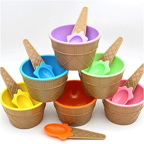 Colorful Ice Cream Bowls with spoon - Ice Cream Tubs