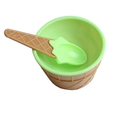 Colorful Ice Cream Bowls with spoon - Green - Ice Cream Tubs